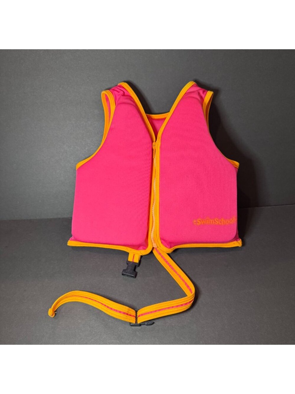 HK 29 - "SwimSchool Kids Pink Orange Swim Vest Flotation Trainer Zip Buckle 13x1